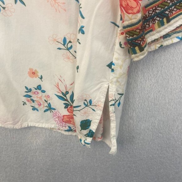 Linda Anderson Floral Embroidered Tunic Top Womens XL Boho Colorful 3/4 Sleeve - Picture 7 of 13